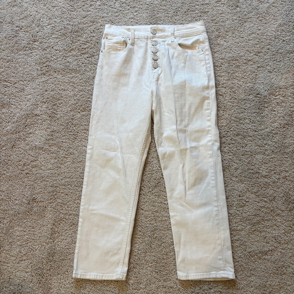 Gap women's White High Rise Straight Crop Jeans with Button-Fly Size 8/Waist 29